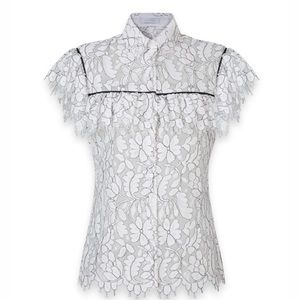 COPY - BLACK & WHITE SHORT SLEEVE LACE SHIRT